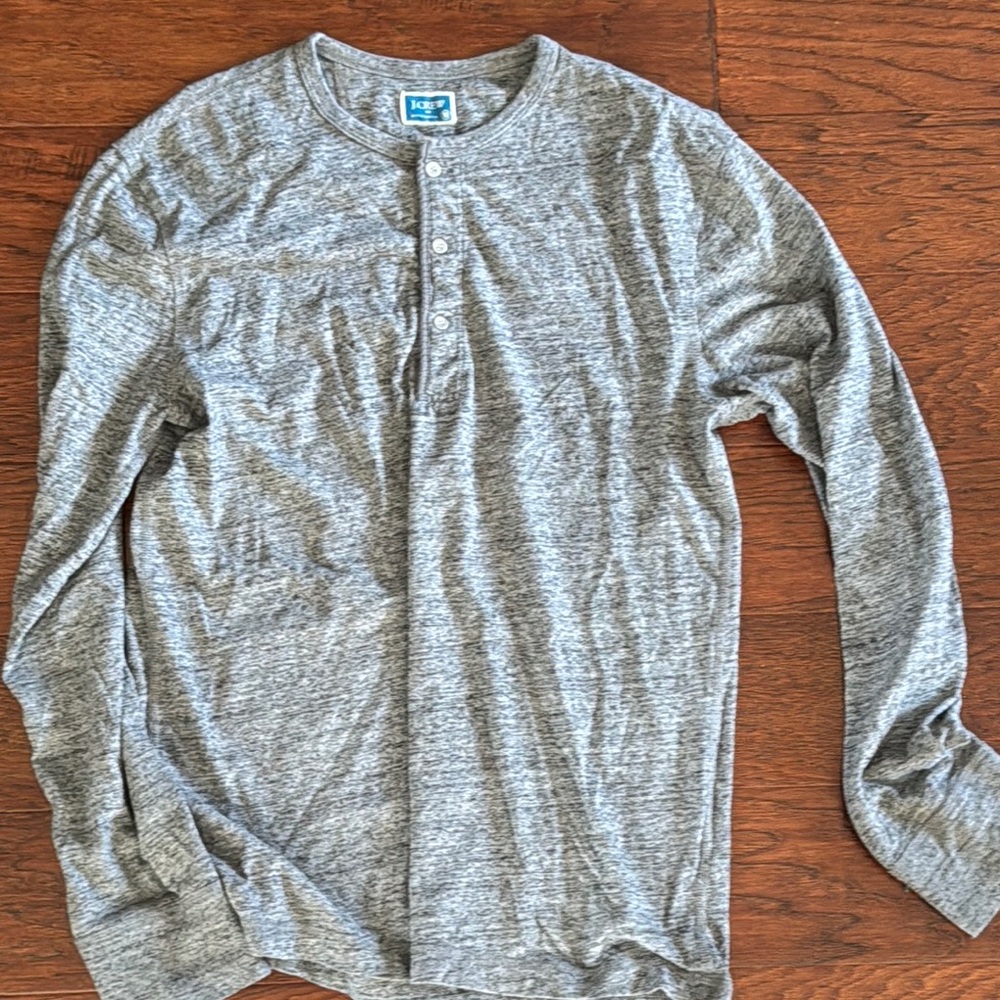 Gray Long Sleeve Henley Shirt JCrew